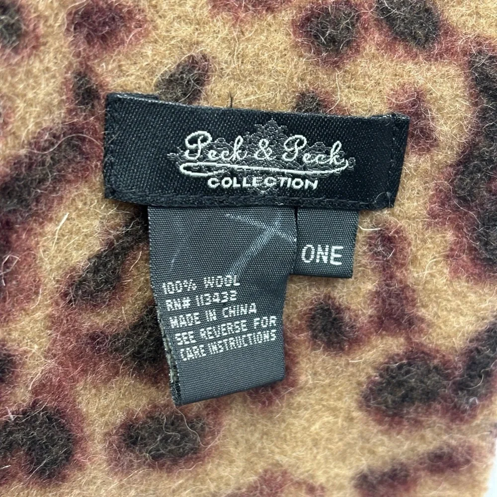 Peck & Peck Collection 100% Wool Blanket Scarf Leopard Tan‎ Brown